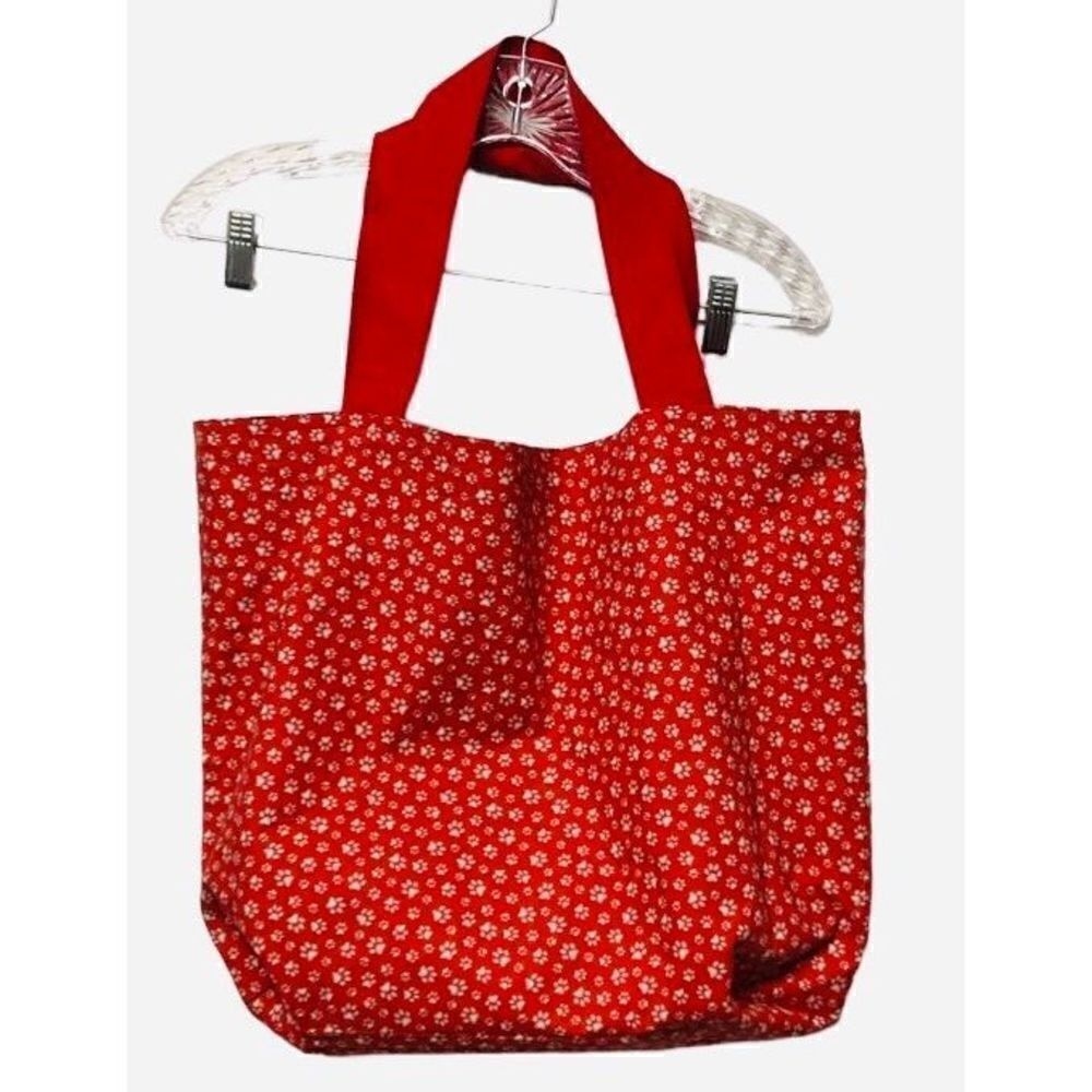 Homemade I Love My Dog Reversible Red Rainbow‎ Tote Bag, Dog Paw-print Dog-mom - Picture 3 of 6